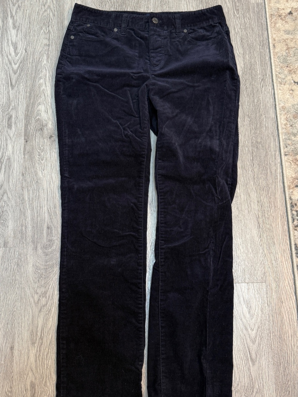 Talbots petites Heritage Stretch Corduroy Straight Leg Pants Skinny Navy Size 6P